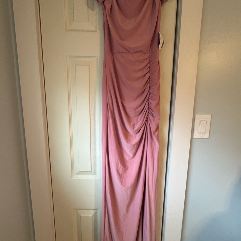 Elegant Mauve Ruched Gown